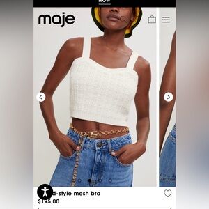 Maje woven crop tank size 2 cream